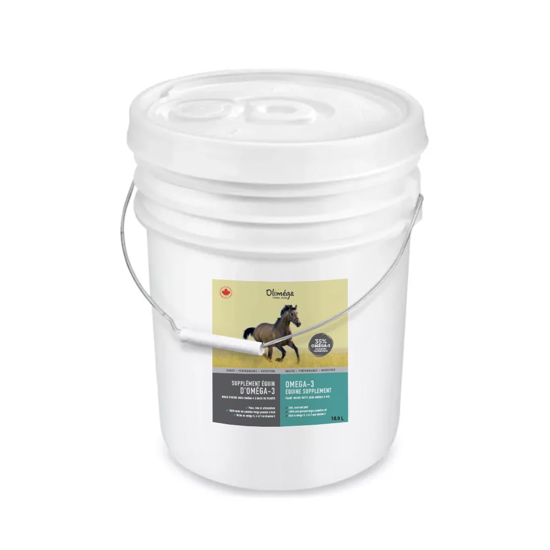 Camelina Oil for Horses, 1 Gallon by Olimega Farm | High in Omega-3 & Vitamin E | Support for Healthy Joints, Coat & Skin | Pure & Cold Pressed | Joint Supplement | Made in Canada | Non-GMO
