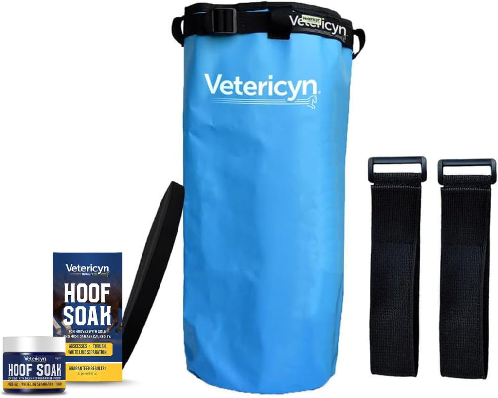 Paquete de remojo y bota para cascos Vetericyn Mobility | Tratamiento único para cascos y bota de remojo para cascos con daños en la suela y la ranilla causados por abscesos, separación de la línea blanca y candidiasis. 30 gramos