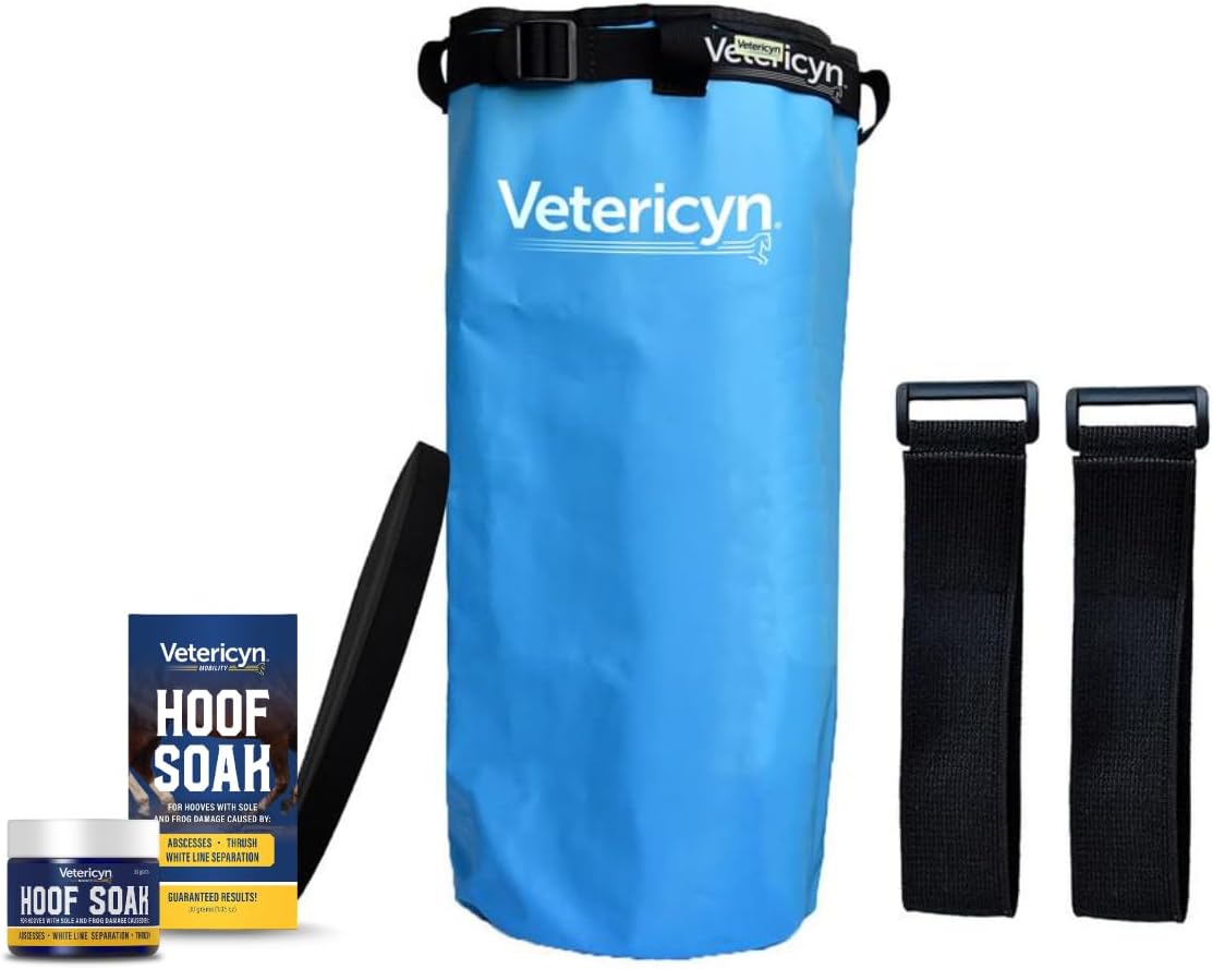Vetericyn Mobility Hoof Soak and Hoof Boot Bundle | Single Hoof Treatment and Soaking Boot for Hooves with Sole and Frog Damage Caused by Abscesses, White Line Separation, and Thrush. 30 Grams
