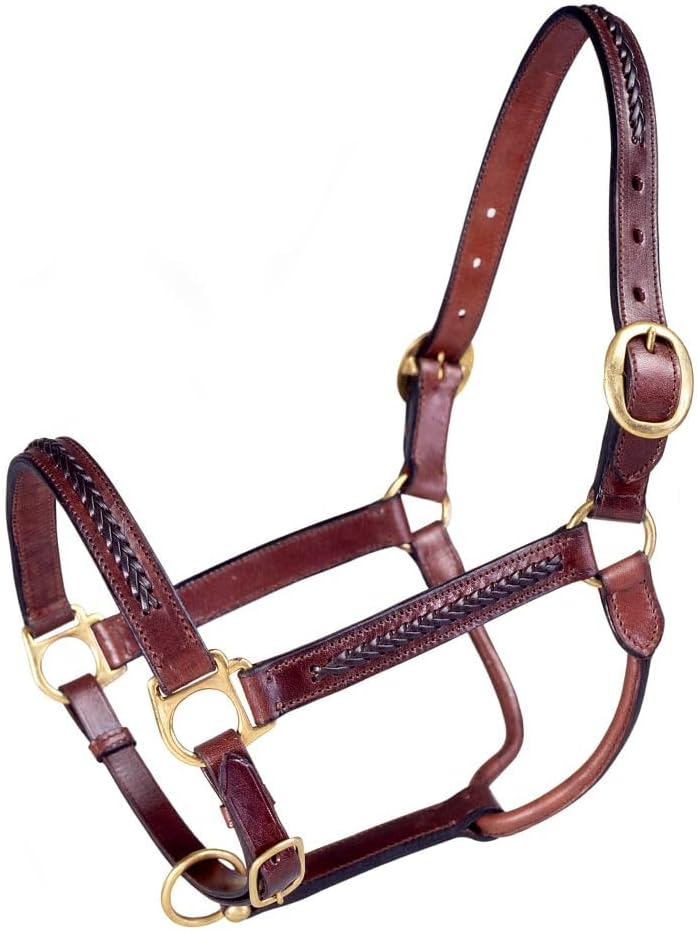 Tough 1 Royal King Braided Leather Halter, Brown , Horse