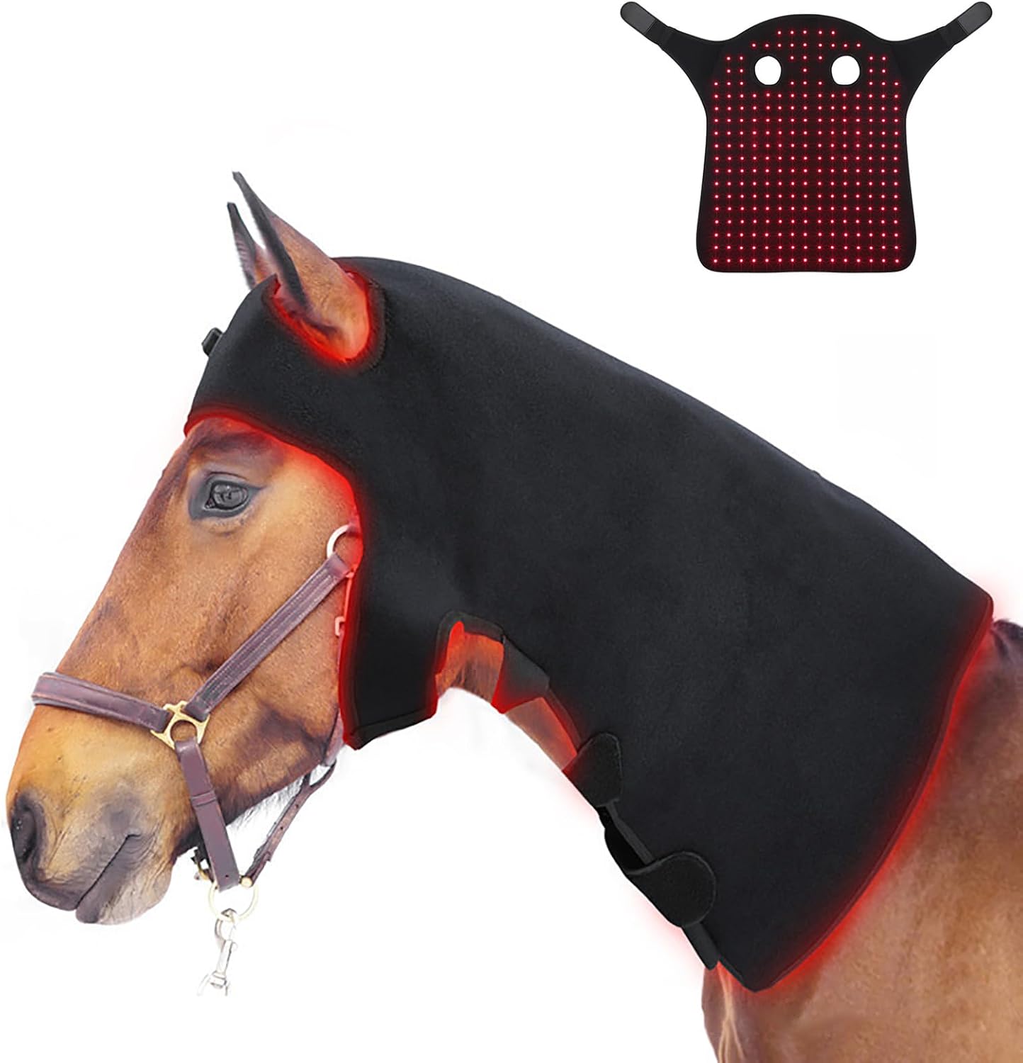 Wearable Red Light Therapy for Horses Head, Pain Relief Tissue Repair Muscle Infrared Light Therapy Device, Horse Head Injuries Recovery Fracture Healing
