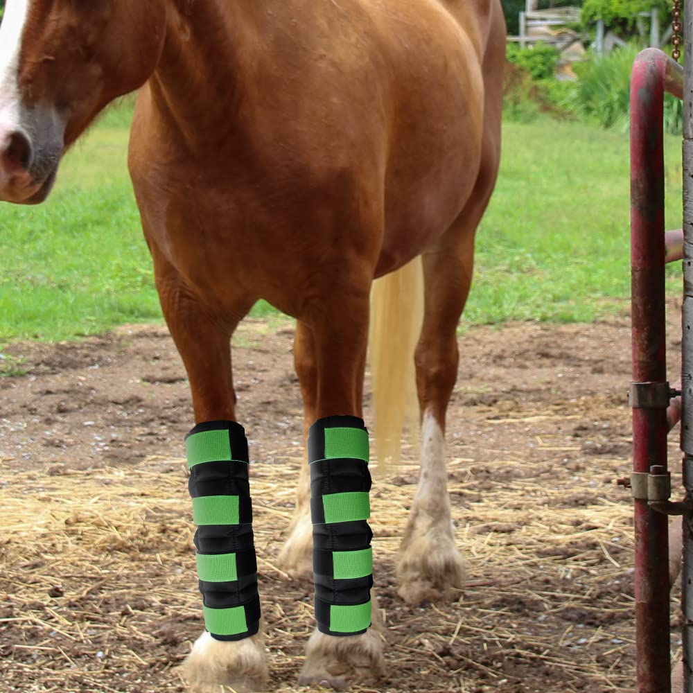Horse Ice Boots 2-Pack - Reusable Gel Cold Therapy Pack for Swelling & Pain Relief, Cooling Wraps for Hock, Knee, Ankle, Hoof, Adjustable Fit for Horses, Ponies, Drafts, Durable, Leak-Resistant (Blue)