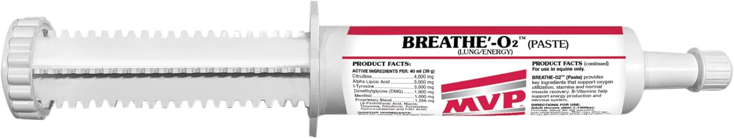 MVP Breathe O'2 Paste (2 doses) Pre-Race Paste to Support Lung/Airway Function & Recovery in Horses