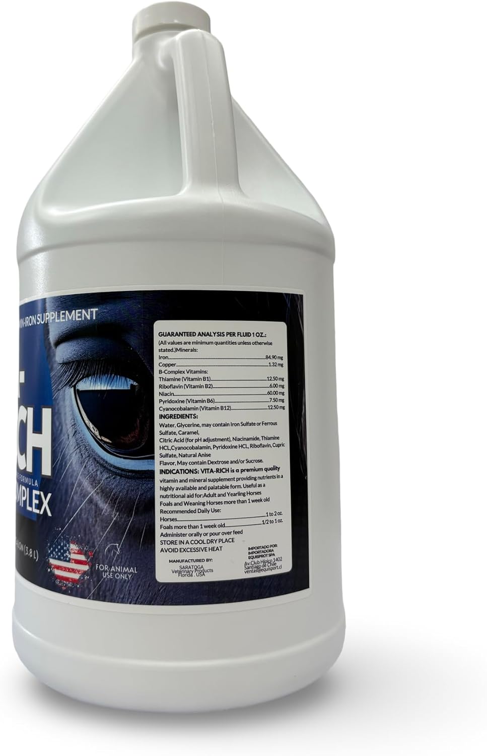 VITA-Rich B-Complex for Horses – High-Potency Vitamin & Iron Supplement for Energy, Appetite & Performance – 1 Gallon