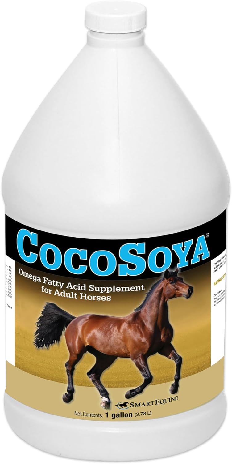 SmartEquine Aceite de soya CocoSoya | Aceite para piel y pelaje | Contiene soja y aceite de coco para el brillo general del pelaje y la salud del caballo | Ácidos grasos nutritivos para una apariencia lustrosa | 1 galón