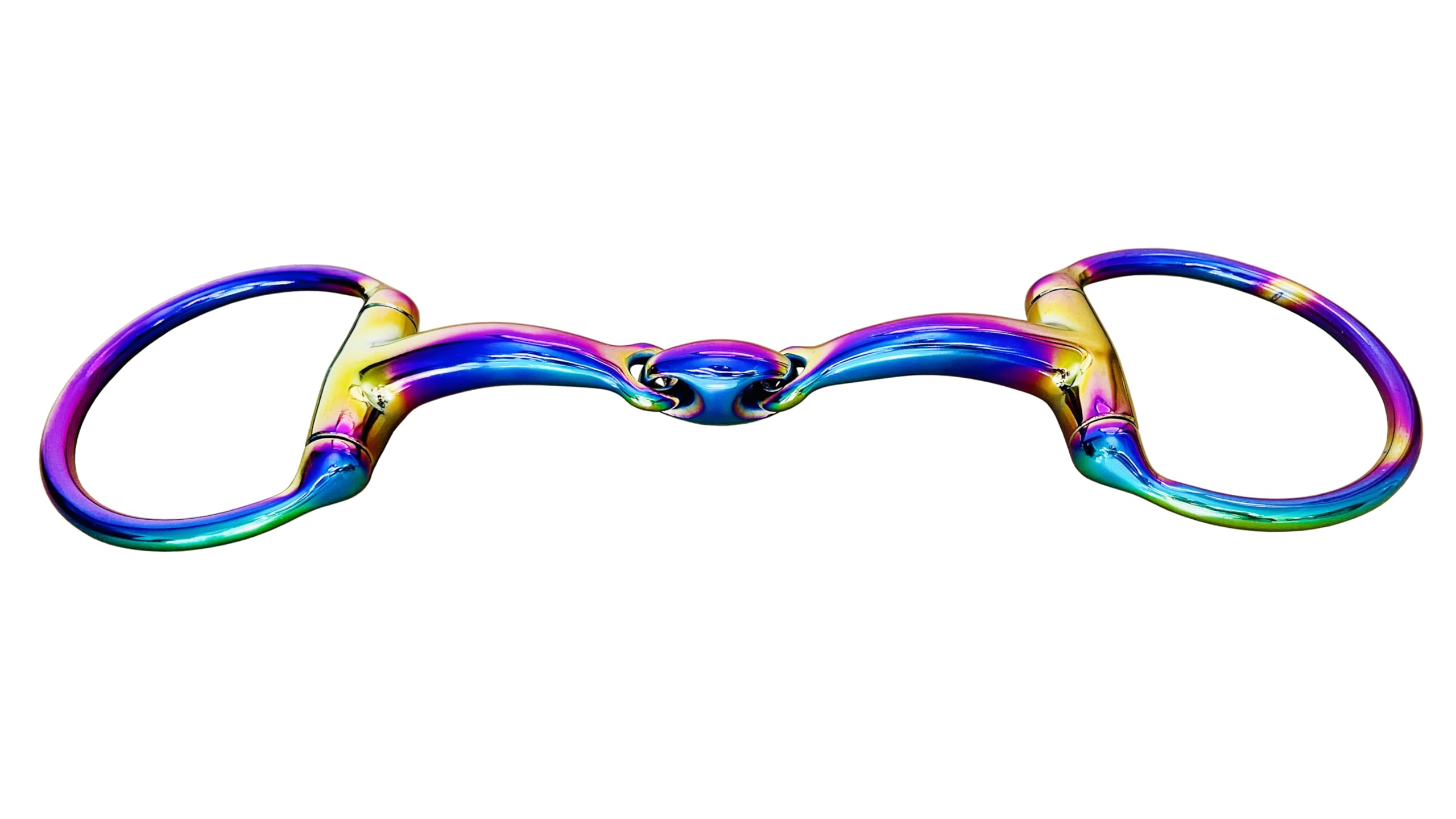 Rainbow Stainless Steel Eggbutt Curve Snaffle Horse Bit – Multi Color Gentle Mouth Horse Bit for Training & Riding, Durable Non-Rust Equestrian Tack for Horses