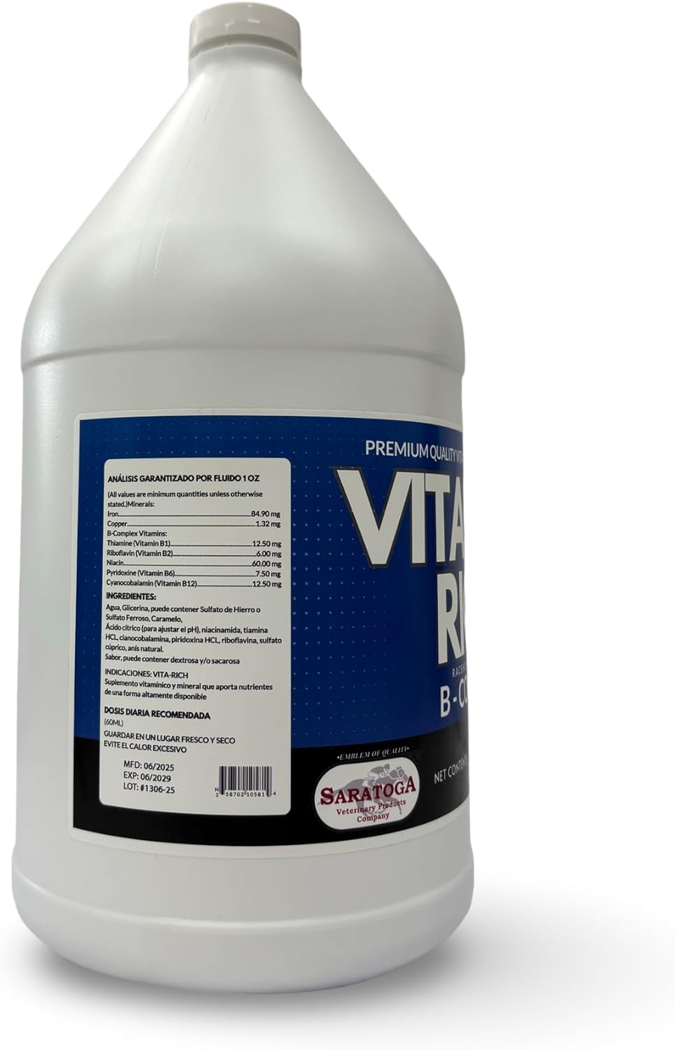VITA-Rich B-Complex for Horses – High-Potency Vitamin & Iron Supplement for Energy, Appetite & Performance – 1 Gallon