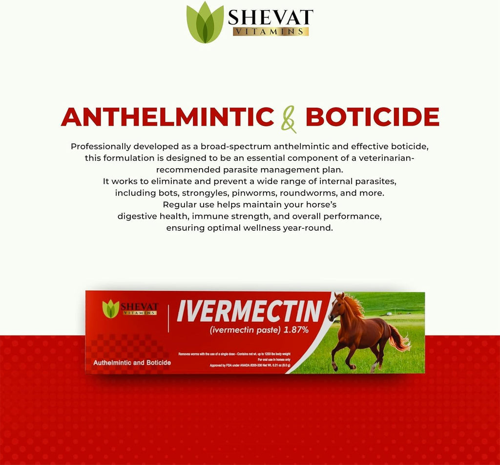 Pasta de Ivermectina para Caballos 1.87% – Sabor Manzana – Tubo de 6.08g – para Caballos de hasta 1250 lb - Paquete de 4