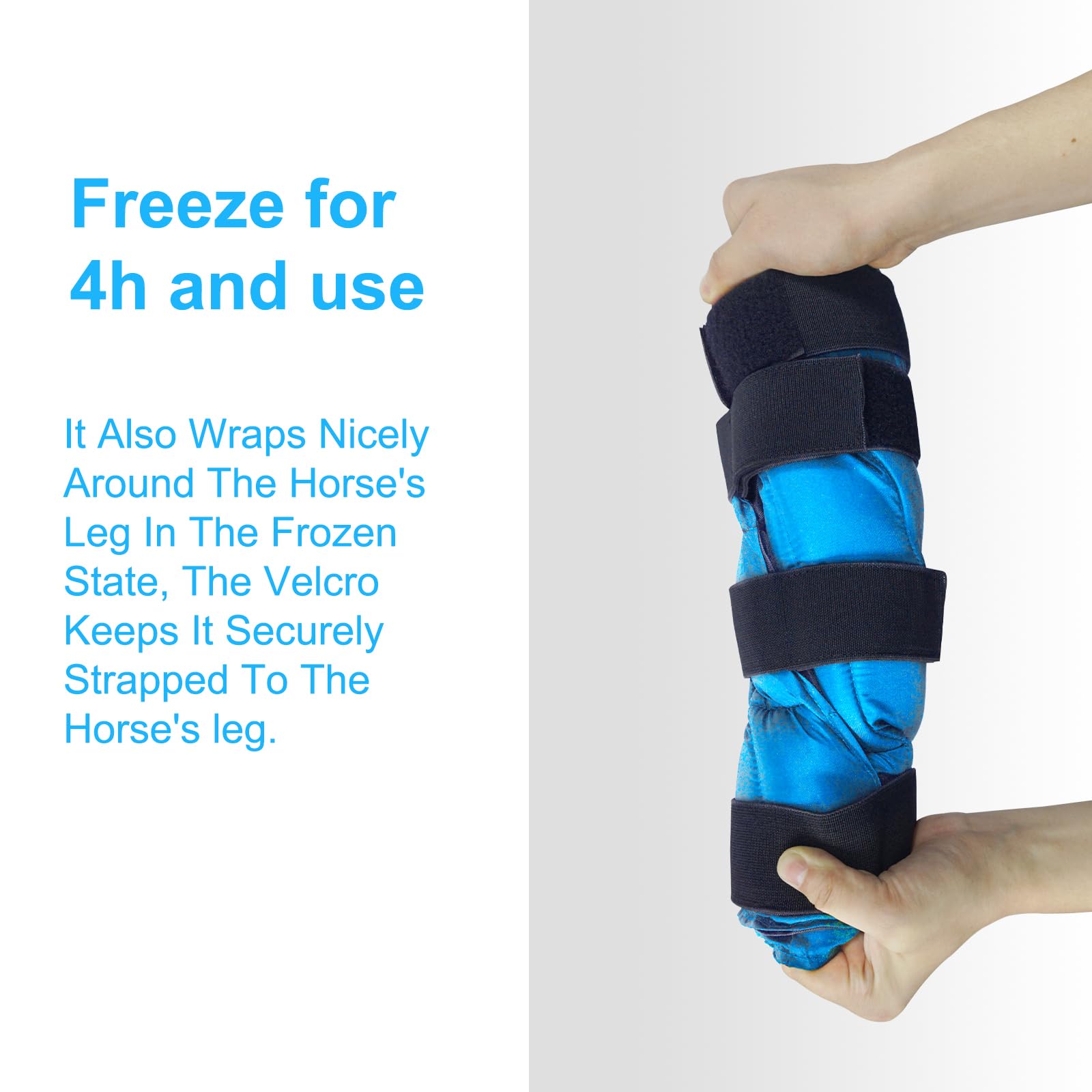 Horse Ice Boots 2-Pack - Reusable Gel Cold Therapy Pack for Swelling & Pain Relief, Cooling Wraps for Hock, Knee, Ankle, Hoof, Adjustable Fit for Horses, Ponies, Drafts, Durable, Leak-Resistant (Blue)