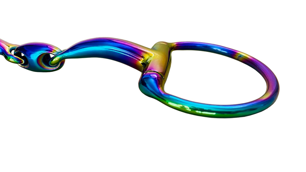 Rainbow Stainless Steel Eggbutt Curve Snaffle Horse Bit – Multi Color Gentle Mouth Horse Bit for Training & Riding, Durable Non-Rust Equestrian Tack for Horses