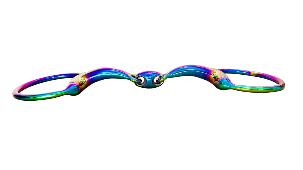 Rainbow Stainless Steel Eggbutt Curve Snaffle Horse Bit – Multi Color Gentle Mouth Horse Bit for Training & Riding, Durable Non-Rust Equestrian Tack for Horses