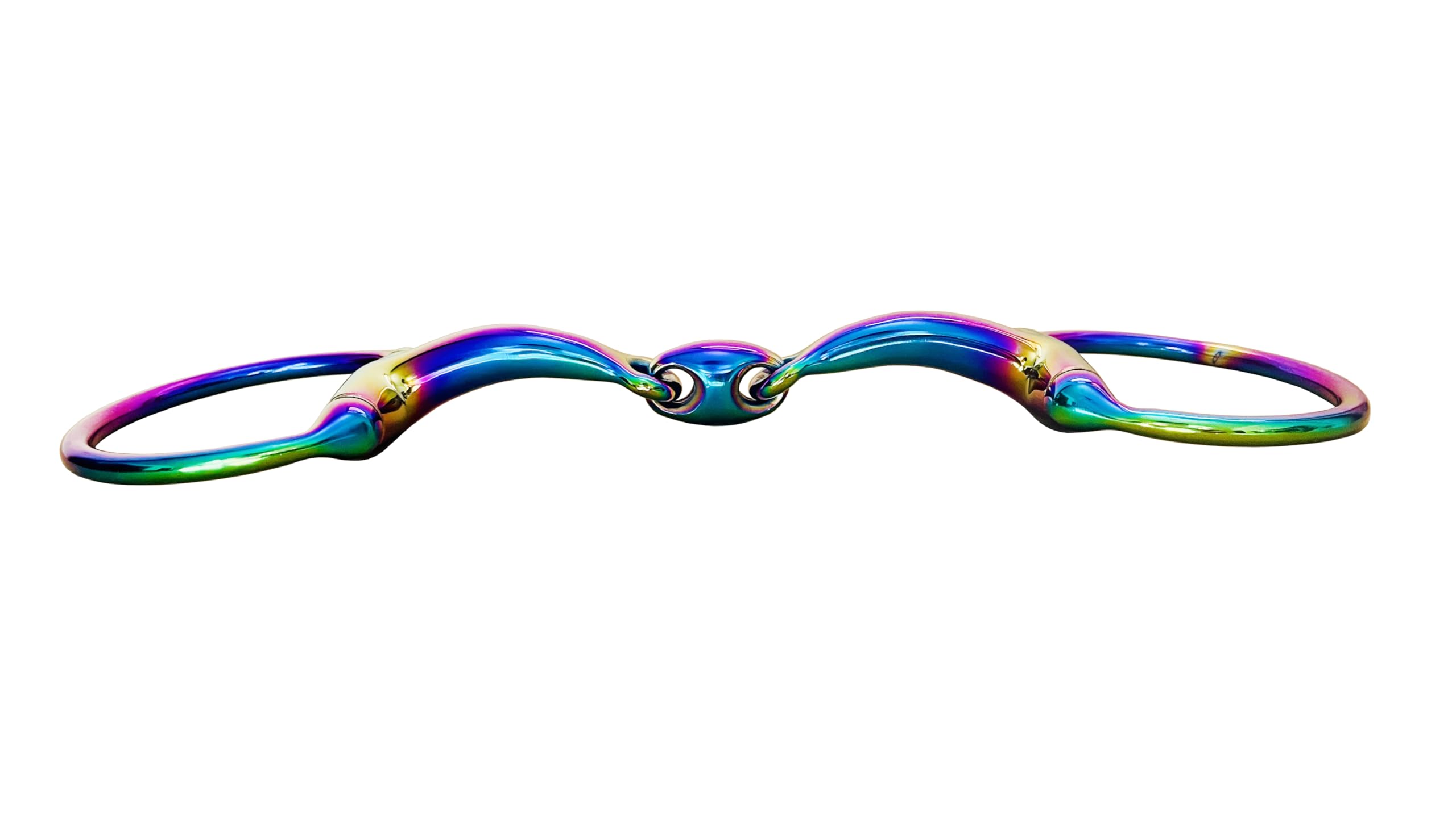 Rainbow Stainless Steel Eggbutt Curve Snaffle Horse Bit – Multi Color Gentle Mouth Horse Bit for Training & Riding, Durable Non-Rust Equestrian Tack for Horses
