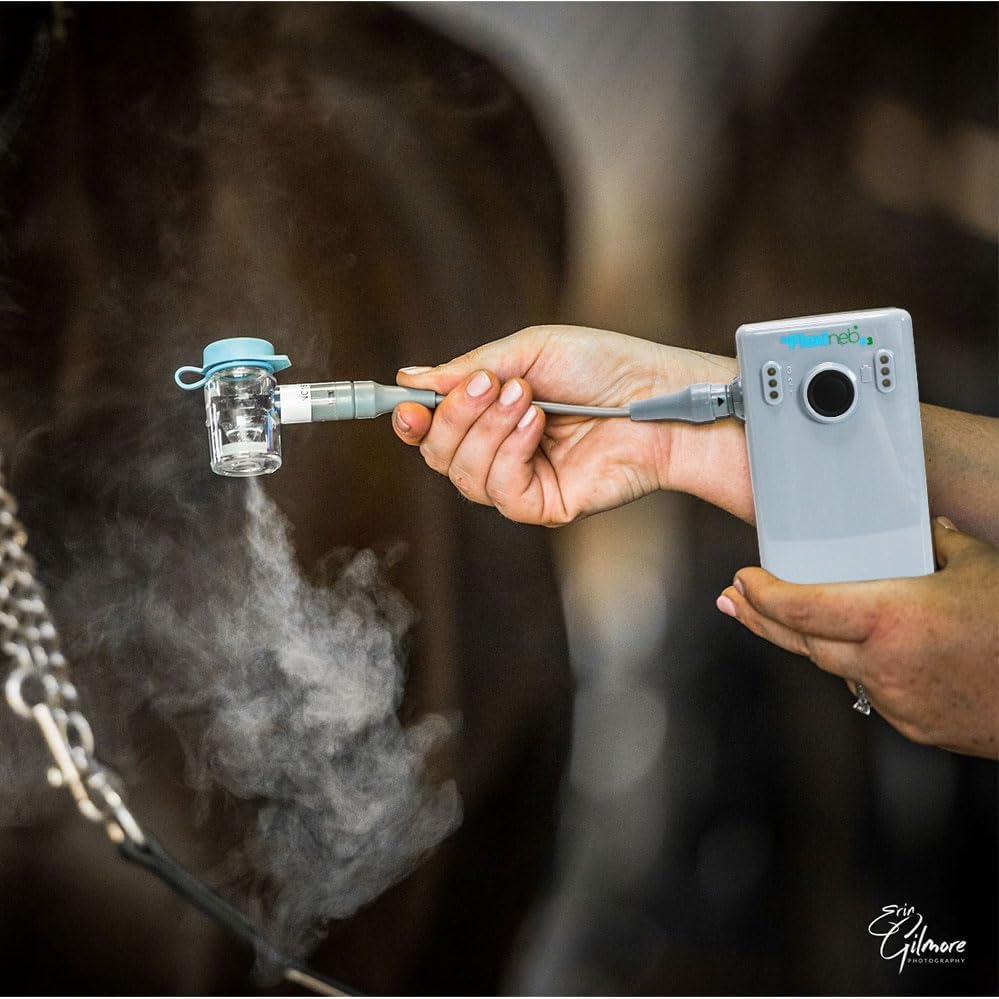 E3 Equine Nebulizer – Portable Silent Vapor Delivery System for Horses with AMT Auto Tuning, Dry Cup Detection, 6‑Hr Battery, App Support & Grooming Box Kit, Horse Size