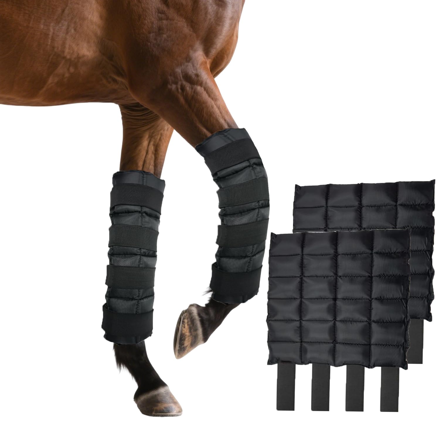 Horse Ice Boots 2-Pack - Reusable Gel Cold Therapy Pack for Swelling & Pain Relief, Cooling Wraps for Hock, Knee, Ankle, Hoof, Adjustable Fit for Horses, Ponies, Drafts, Durable, Leak-Resistant (Blue)