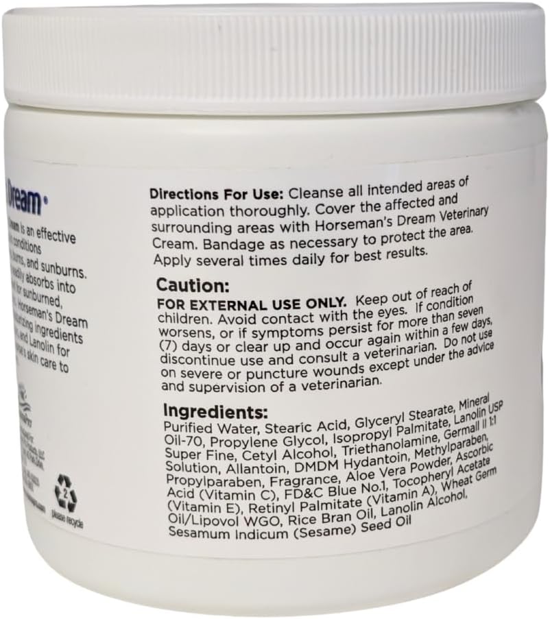 Corona Horseman's Dream Vet Cream Jar Horse Minor Wounds Skin Soothe Conditions, 16 oz