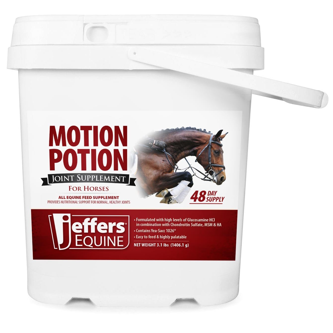 Jeffers Motion Potion Horse Joint Supplement Pellets – Glucosamine HCL, MSM, Chondroitin, Hyaluronic Acid, Vitamin C & E, Daily Equine Support for Senior & Active Horses – 10 lbs, 160 Day Supply