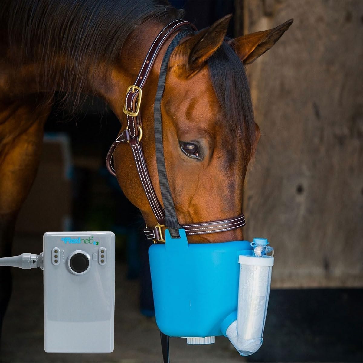 E3 Equine Nebulizer – Portable Silent Vapor Delivery System for Horses with AMT Auto Tuning, Dry Cup Detection, 6‑Hr Battery, App Support & Grooming Box Kit, Horse Size