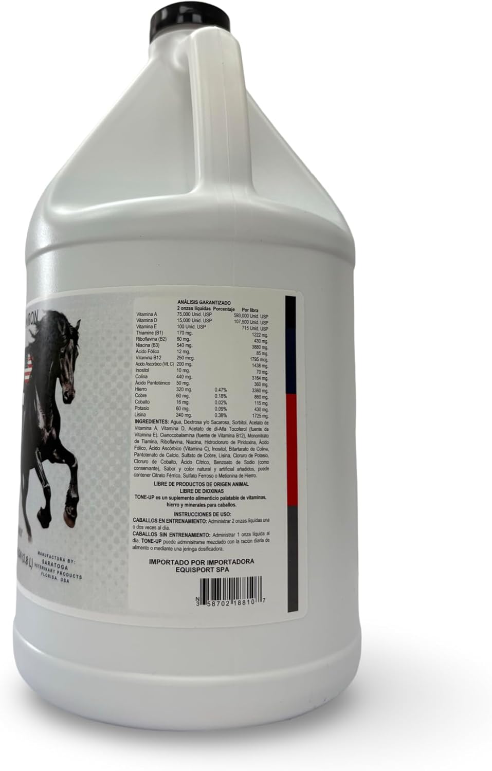 Fórmula Equina Avanzada de Vitaminas, Minerales y Hierro Tone-Up – Favorece la fuerza, la resistencia, el desarrollo muscular, el apetito y una recuperación rápida – Suplemento líquido para caballos, 1 galón