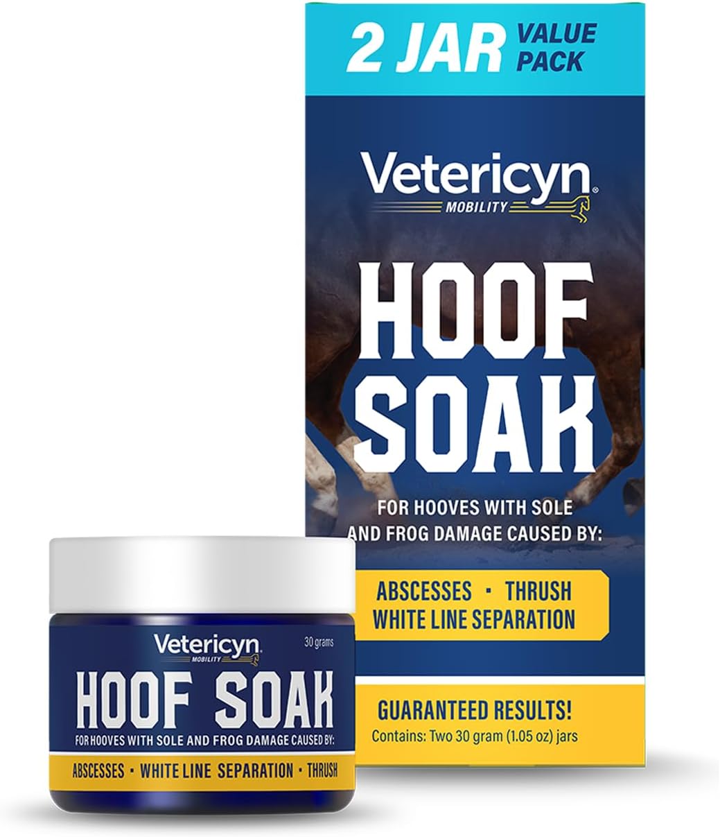 Vetericyn Hoof Soak for Hooves with Sole and Frog Damage Caused by Abscesses, White Line Separation, and Thrush. 30 Grams, 2 Pack