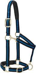 Cabestro para caballo de nailon Weaver Leather, acolchado y ajustable, con mosquetón en la barbilla y la garganta para caballos, cabestros con revestimiento de latón para entrenamiento