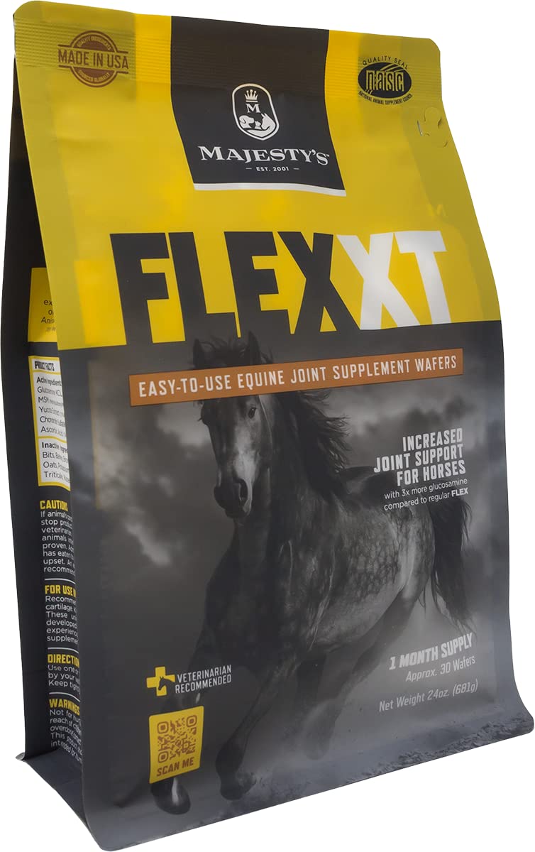 Majesty's Flex XT Wafers - Superior Horse/Equine Joint Support with Increased Supplement Levels - Glucosamine, MSM, Yucca, Vitamin C - 30 Count (1 Month Supply)
