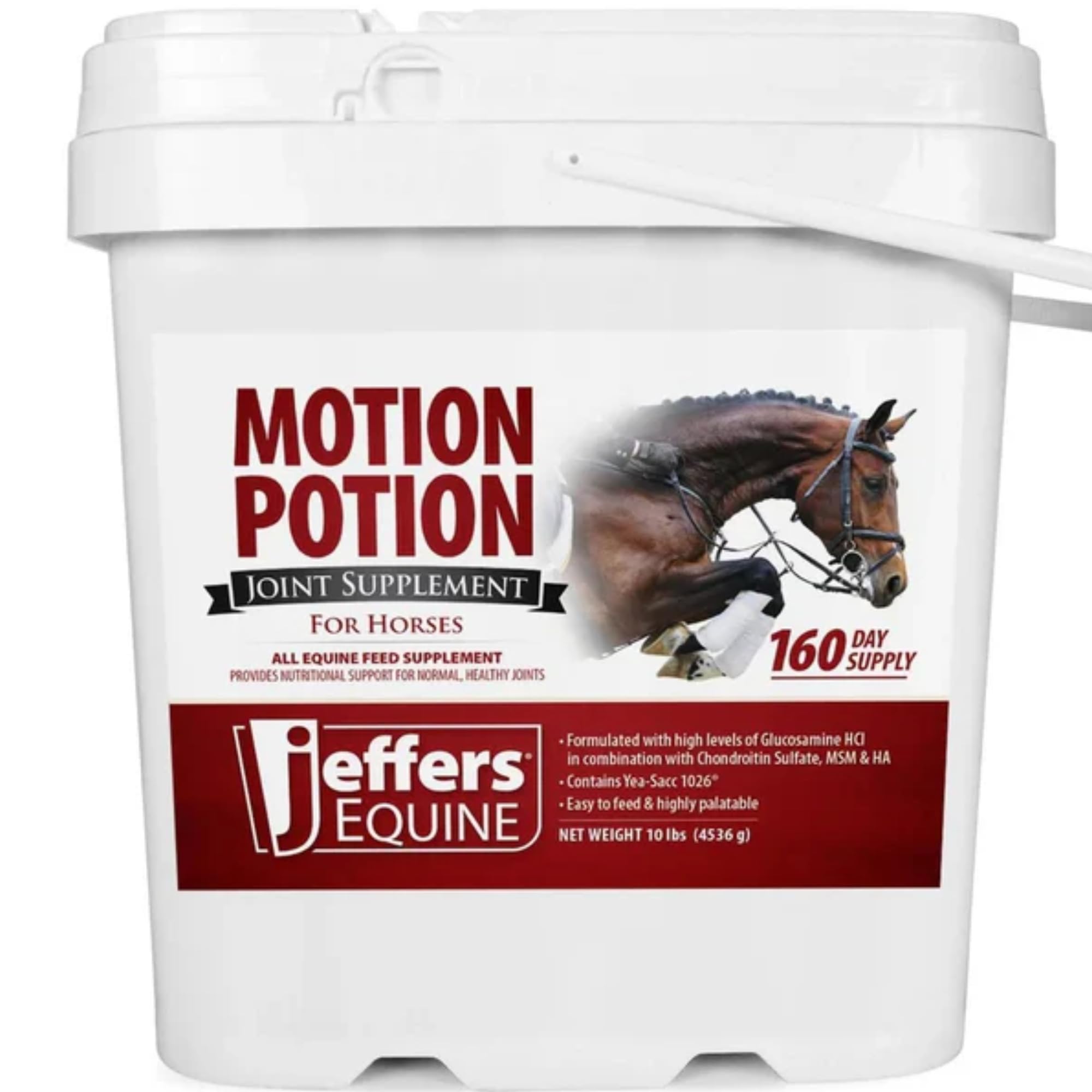 Jeffers Motion Potion Horse Joint Supplement Pellets – Glucosamine HCL, MSM, Chondroitin, Hyaluronic Acid, Vitamin C & E, Daily Equine Support for Senior & Active Horses – 10 lbs, 160 Day Supply