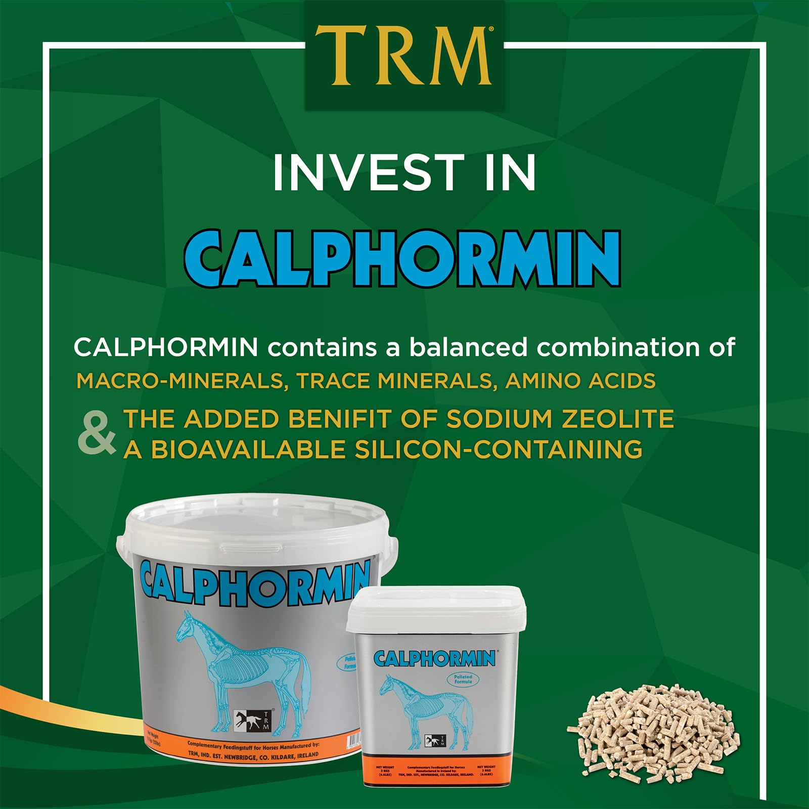 TRM Calphormin Nutrient-Rich Horse Supplement for Optimal Skeletal Development of Young Horses - 22 lb (10 Kg) - Bucket - 22 lb