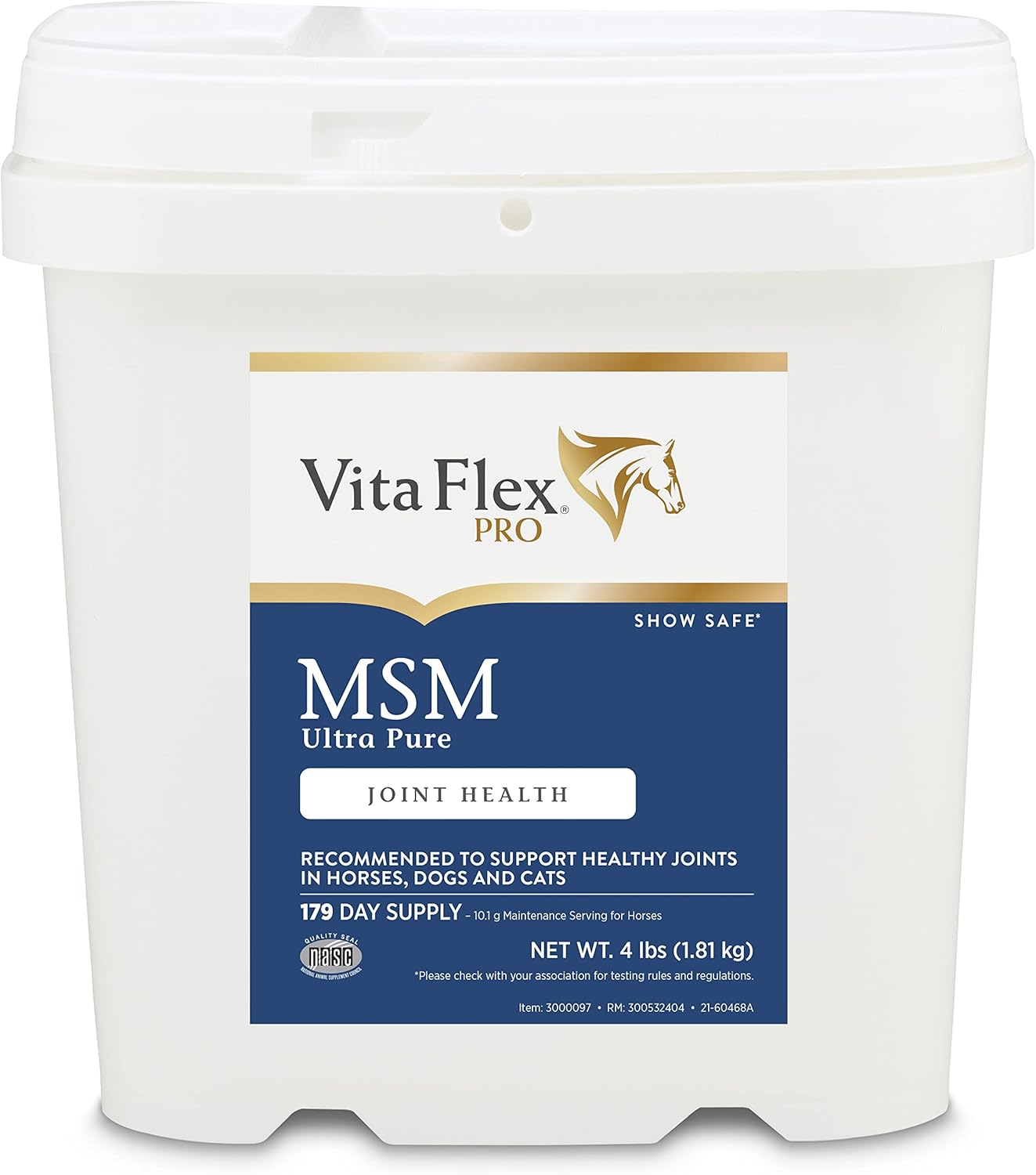 Vita Flex Ultra Pure Joint Supplement for Dogs, Horses & Cats, 4 Pounds – MSM Supplement, Equine MSM Powder for Healthy Joints, Collagen & Mobility Support, Odorless White Powder