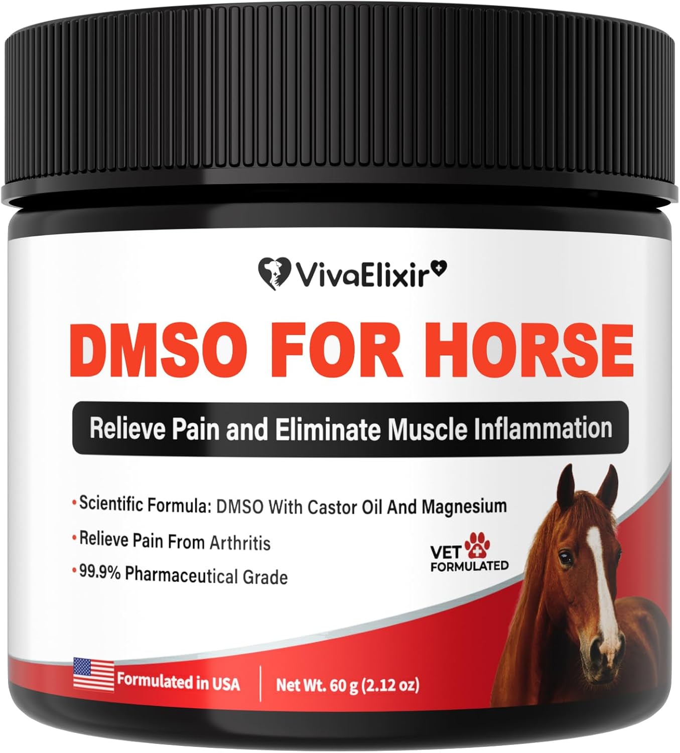Liniment Gel DMSO for Horses | Veterinary Liniment Gel | Medical-Grade DMSO | Magnesium & Castor Oil Horse Cream for Joint & Muscle Pain | Horse Pain Relief | Muscle Pain Gel - 60g
