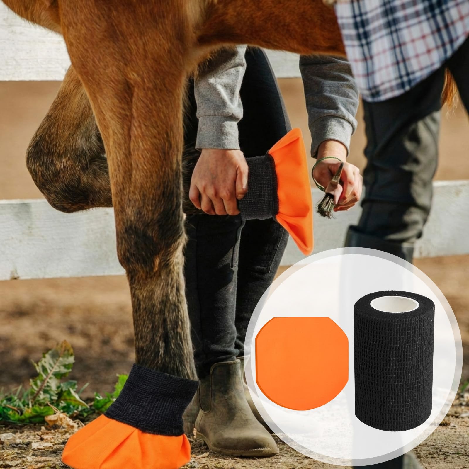 Aliceset 30 Pack Horse Hoof Tape with 6 Rolls of Vet Wrap, Breathable Cushion Hoof Packing Colorful Strong Sticky Foot Wrap for Horses Hoove Wound Care Laminitis Abscess Treatment(Colorful)