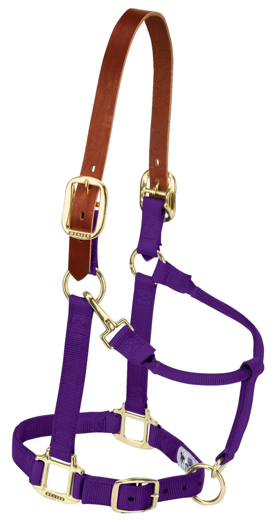 Weaver Equine Breakaway Horse Halter, Supple Leather Crown, Adjustable Brass Throat Snap Halters for Horses, Equine Tack