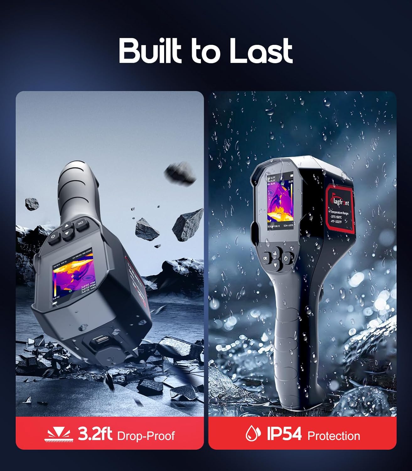 Thermal Camera, 240 x 240 TISR Resolution, -4°F to 1022°F Temp Range, 25Hz Infrared Camera with Temperature Alarm, 50°FOV Handheld Thermal Imaging Camera