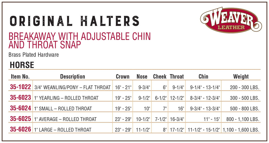 Cabestro de seguridad Weaver Equine para caballos, corona de cuero flexible, cabestros ajustables para caballos con broche de garganta de latón, artículos ecuestres