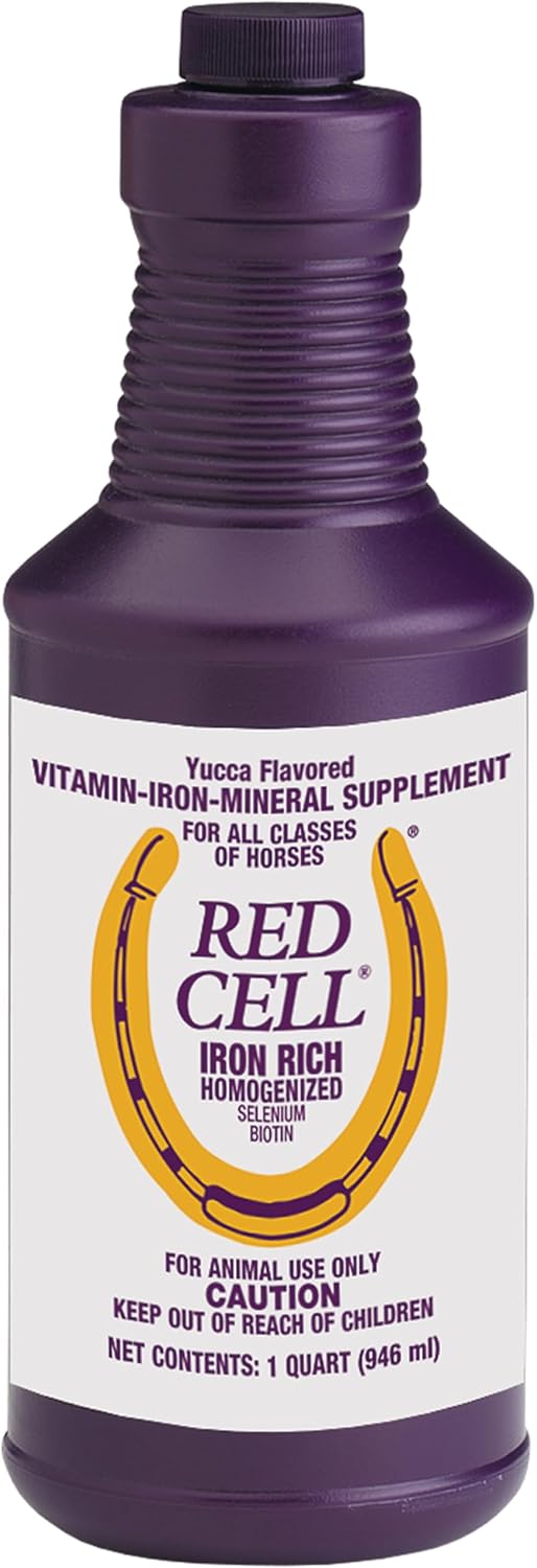 Horse Health Red Cell, Liquid Vitamin-Iron-Mineral Supplement for Horses, Helps Fill Important Nutritional Gaps in Horse's Diet, 1 Qt., 32 Oz., 16-Day Supply