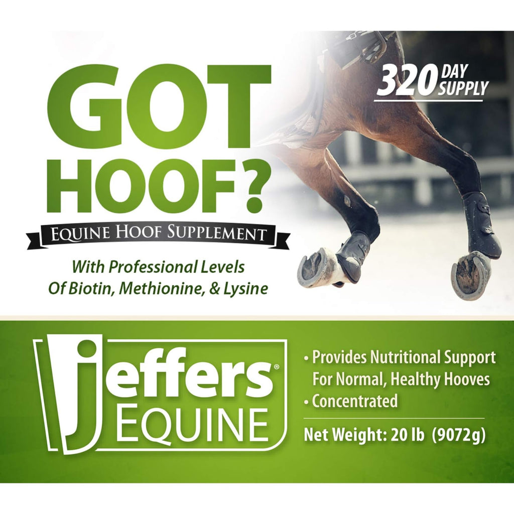 Jeffers Equine ¿Tienes Cascos? Suplemento Concentrado en Polvo para Cascos de Caballos, 4.5 kg - Biotina, Metionina, Zinc y Aminoácidos para un Crecimiento Seguro, Fuerza y Cascos Secos - Incluye Cuchara de 28 g