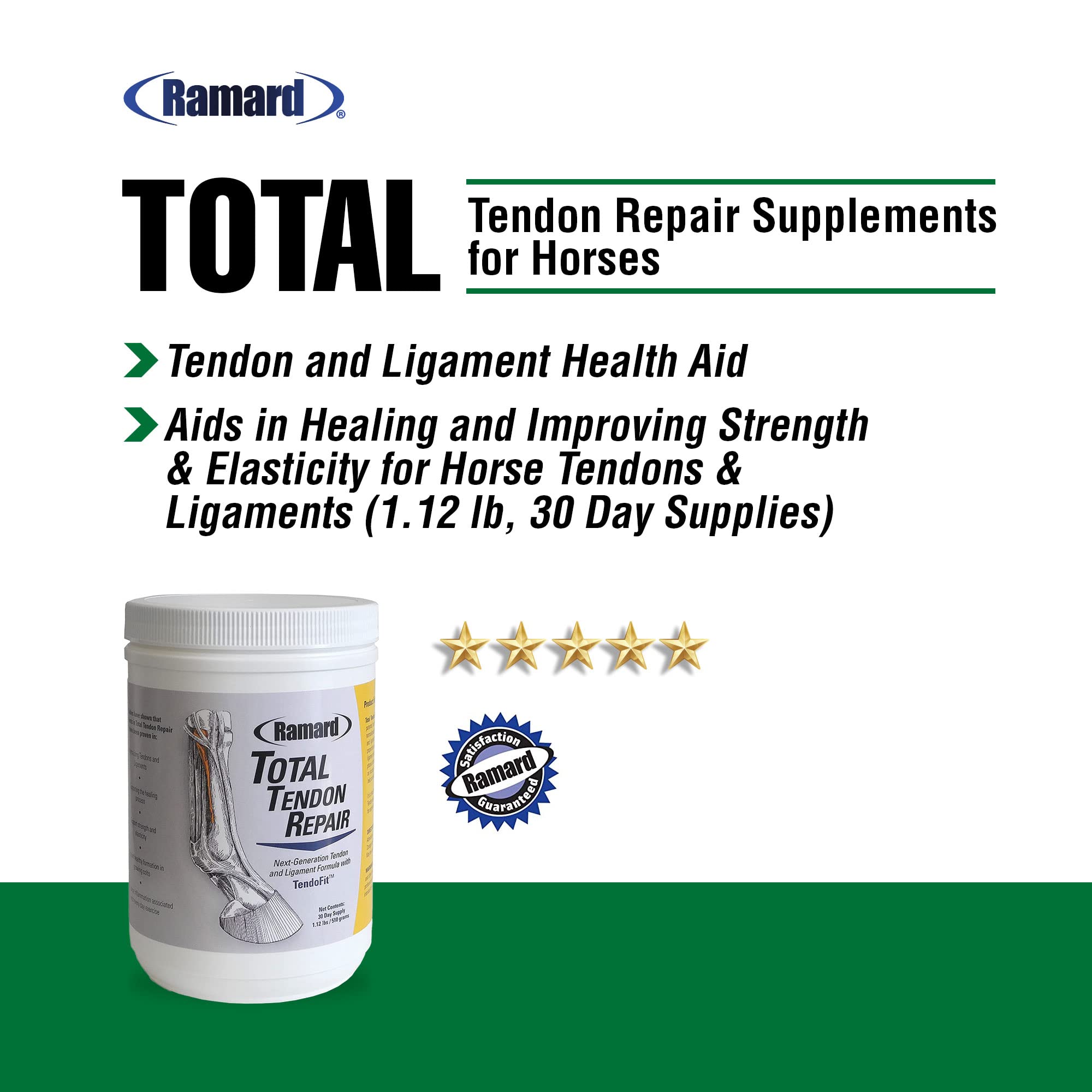 Ramard Total Tendon Repair –Advanced Powder Supplement with Vitamin C, Collagen, and MSM for Horse Joint, Ligament, and Tendon Support - Supplements for Elasticity and Strength – 90 Day Supply