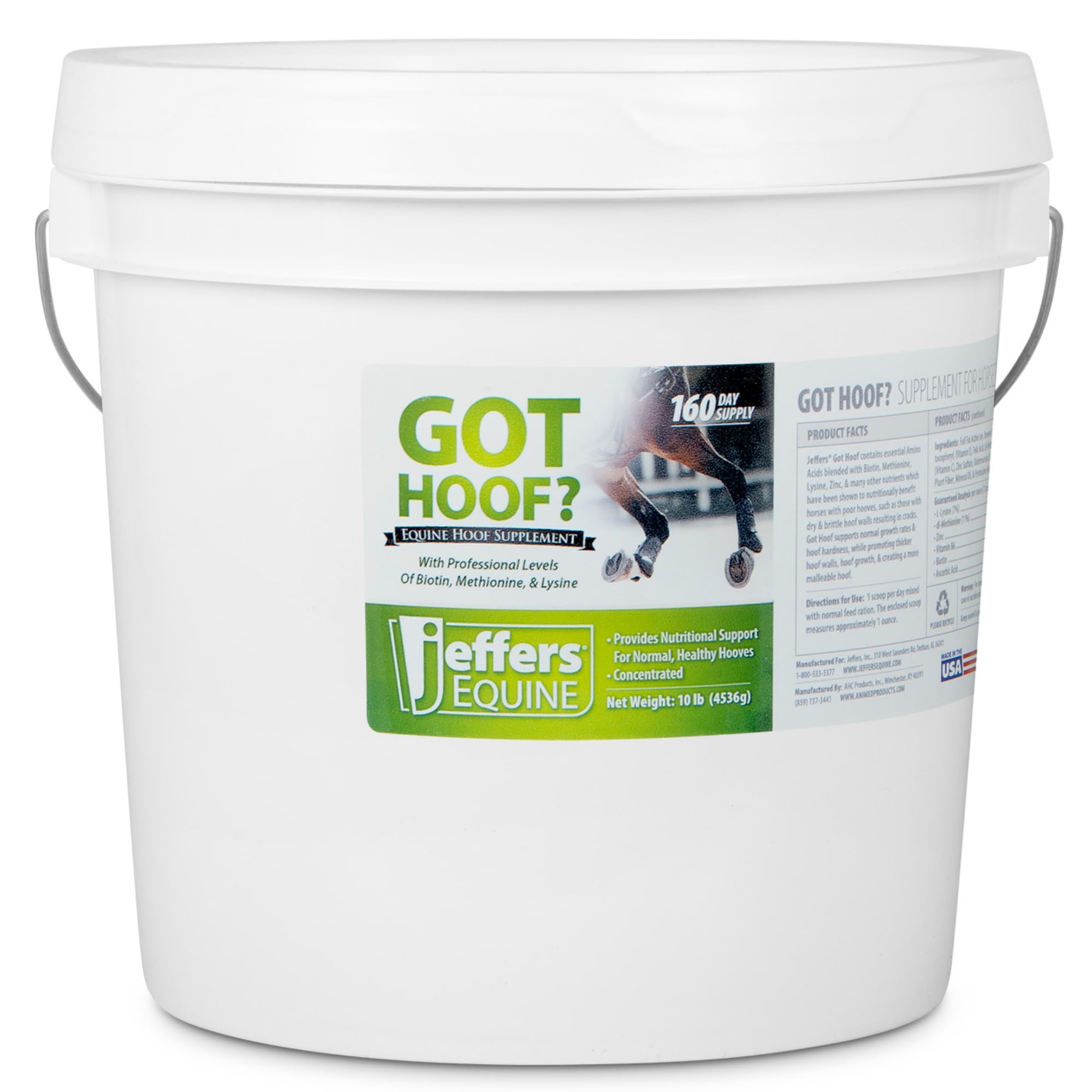 Jeffers Equine Got Hoof? Concentrated Horse Powder Hoof Supplement, 10 lbs - Biotin, Methionine, Zinc & Amino Acids for Safe Hoof Growth, Strength, and Dry Hooves - Includes 1 oz Scoop