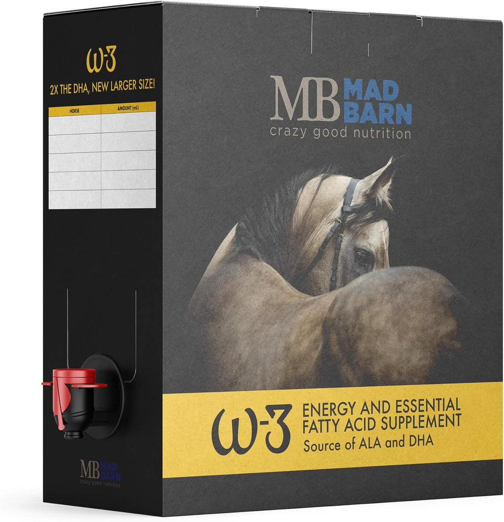 Mad Barn - Aceite W-3 5 L con Omega-3 DHA y Vitamina E Natural | Suplemento Graso para Caballos | Favorece una Piel Sana y un Pelaje Brillante