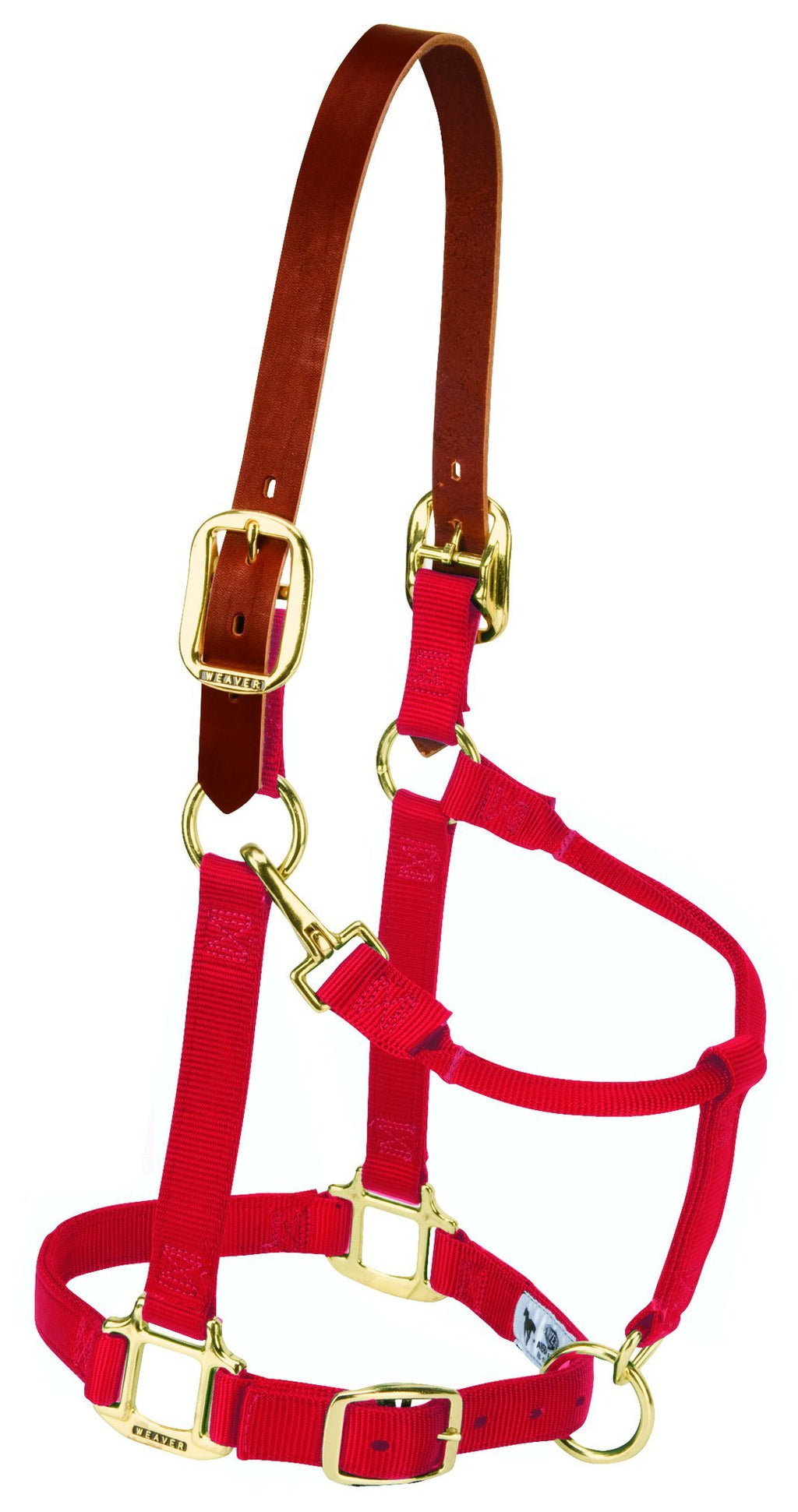 Weaver Equine Breakaway Horse Halter, Supple Leather Crown, Adjustable Brass Throat Snap Halters for Horses, Equine Tack
