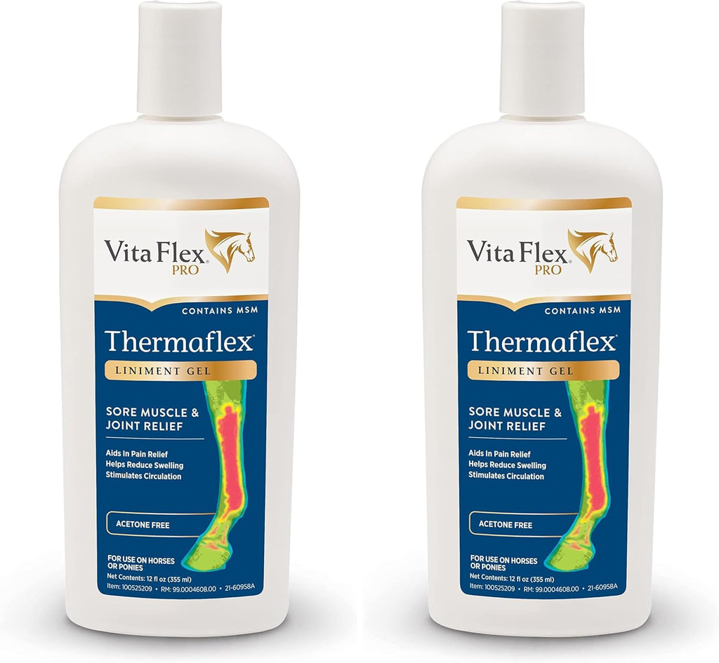Gel linimento Thermaflex de Vita Flex para el alivio del dolor muscular y articular en caballos, 12 onzas líquidas