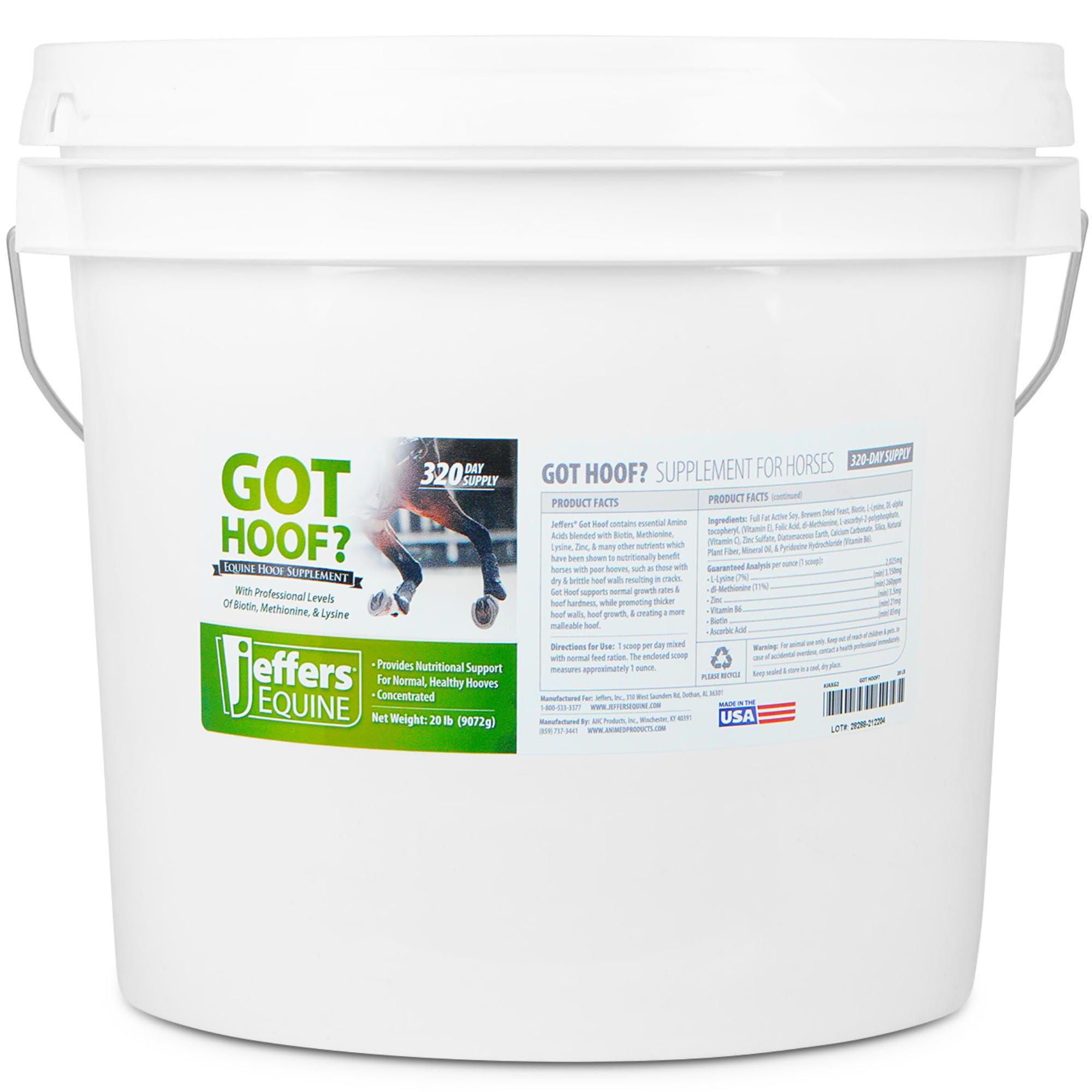 Jeffers Equine Got Hoof? Concentrated Horse Powder Hoof Supplement, 10 lbs - Biotin, Methionine, Zinc & Amino Acids for Safe Hoof Growth, Strength, and Dry Hooves - Includes 1 oz Scoop