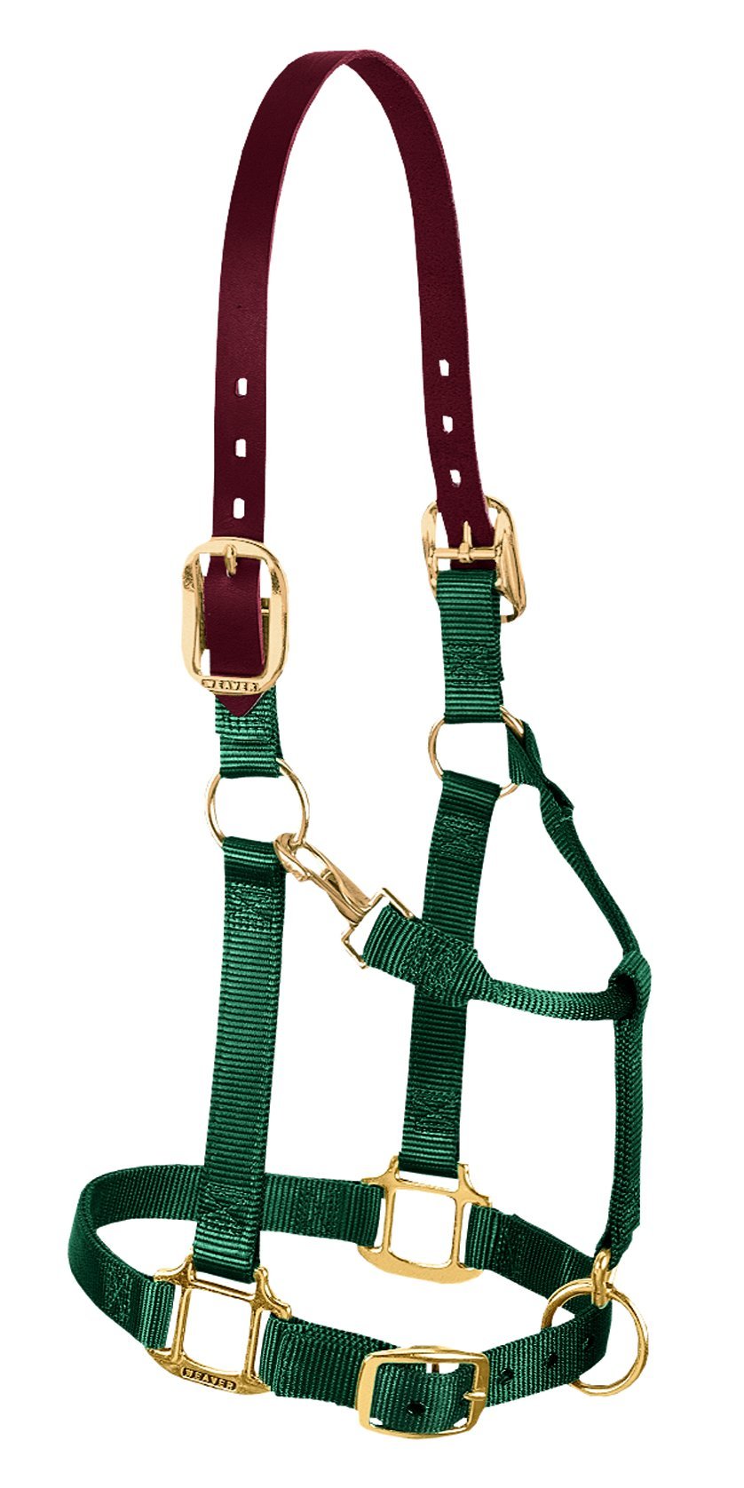 Weaver Equine Breakaway Horse Halter, Supple Leather Crown, Adjustable Brass Throat Snap Halters for Horses, Equine Tack