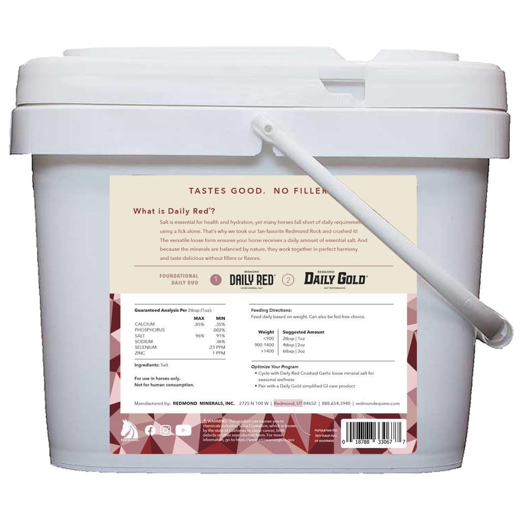 Suplemento de electrolitos de sal mineral suelta triturada REDMOND Rock para caballos (11,34 kg)