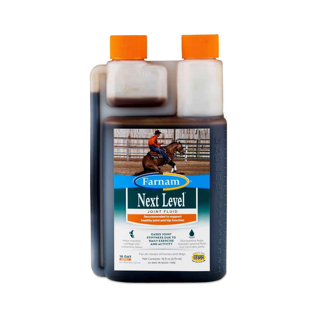 Farnam Next Level Joint Fluid Supplement for horses and dogs, Helps maintain connective tissue to ease joint stiffness due to daily activity, 16 ounces, 16 day supply
