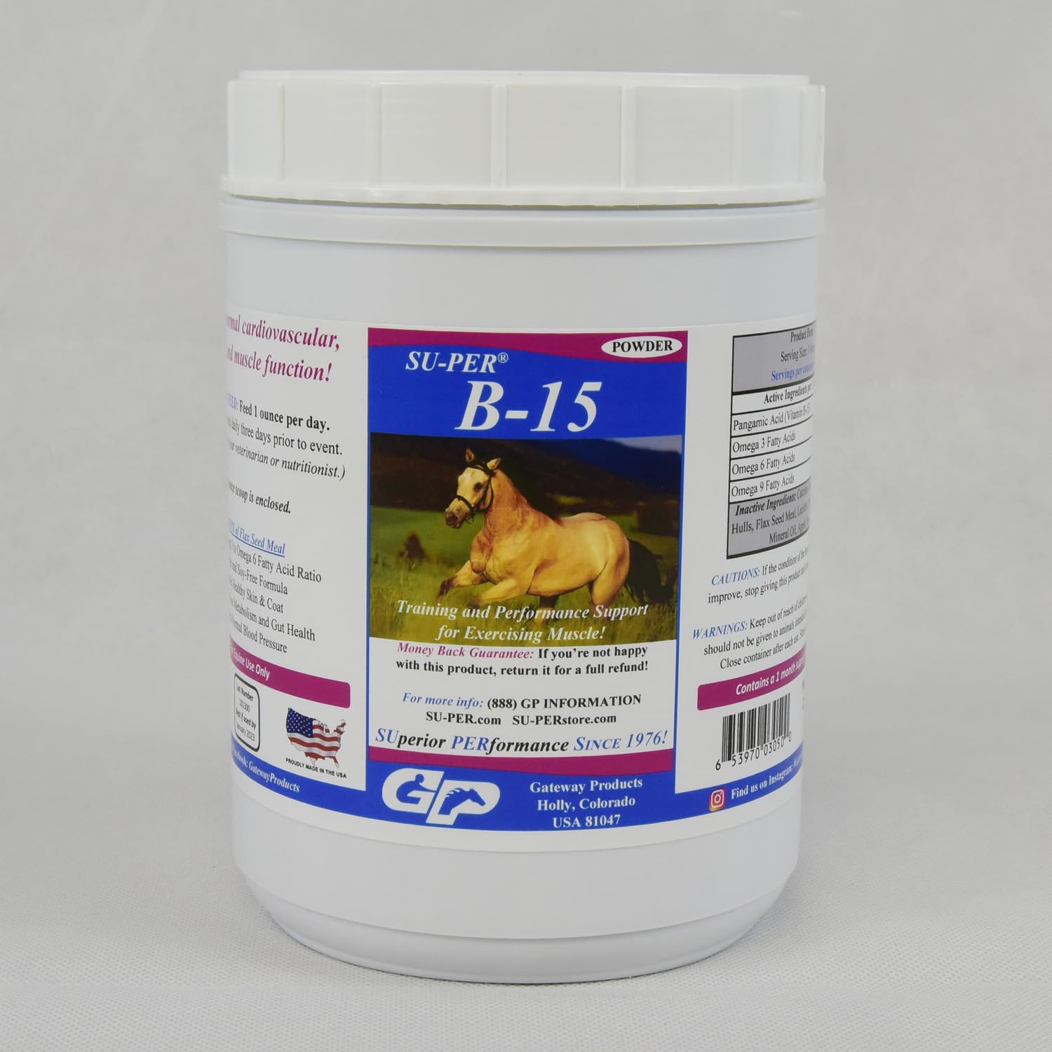 SU-PER B-15 Vitamin Supplement for Horses - Equine Vitamin B-15 Powder for Performance Support - 12.5 Pounds, 6 Month Supply