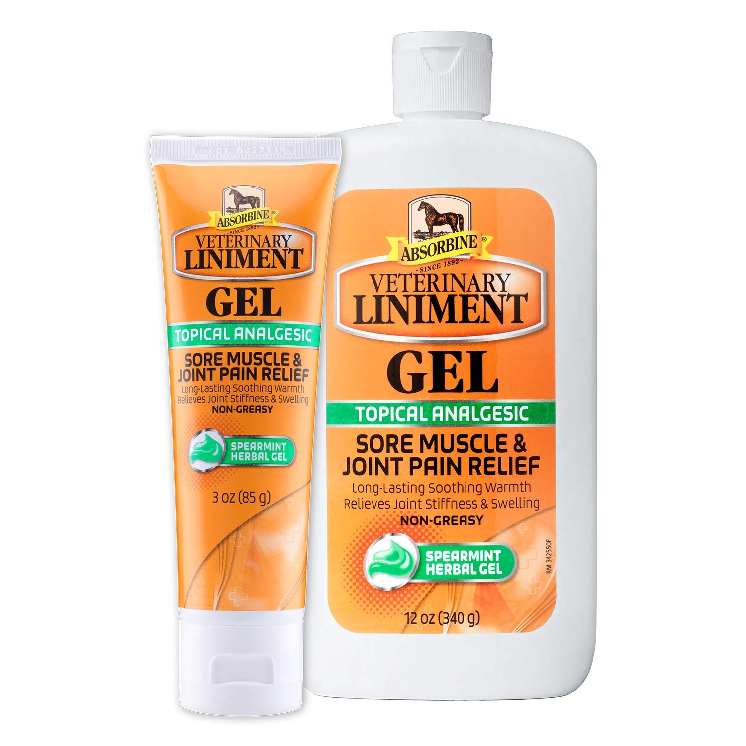Absorbine Veterinary Liniment Topical Analgesic Sore Muscle and Arthritis Pain Relief Warming Liniment Rub, 12 Ounce Gel