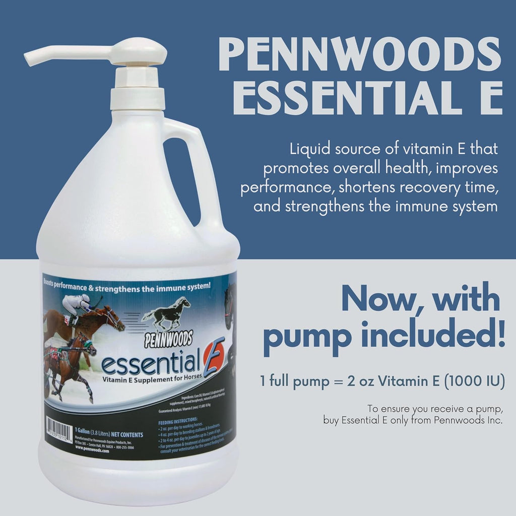 Pennwoods Essential E: Suplemento de vitamina E equina para la salud, rendimiento, recuperación y nutrición del caballo - 1 galón