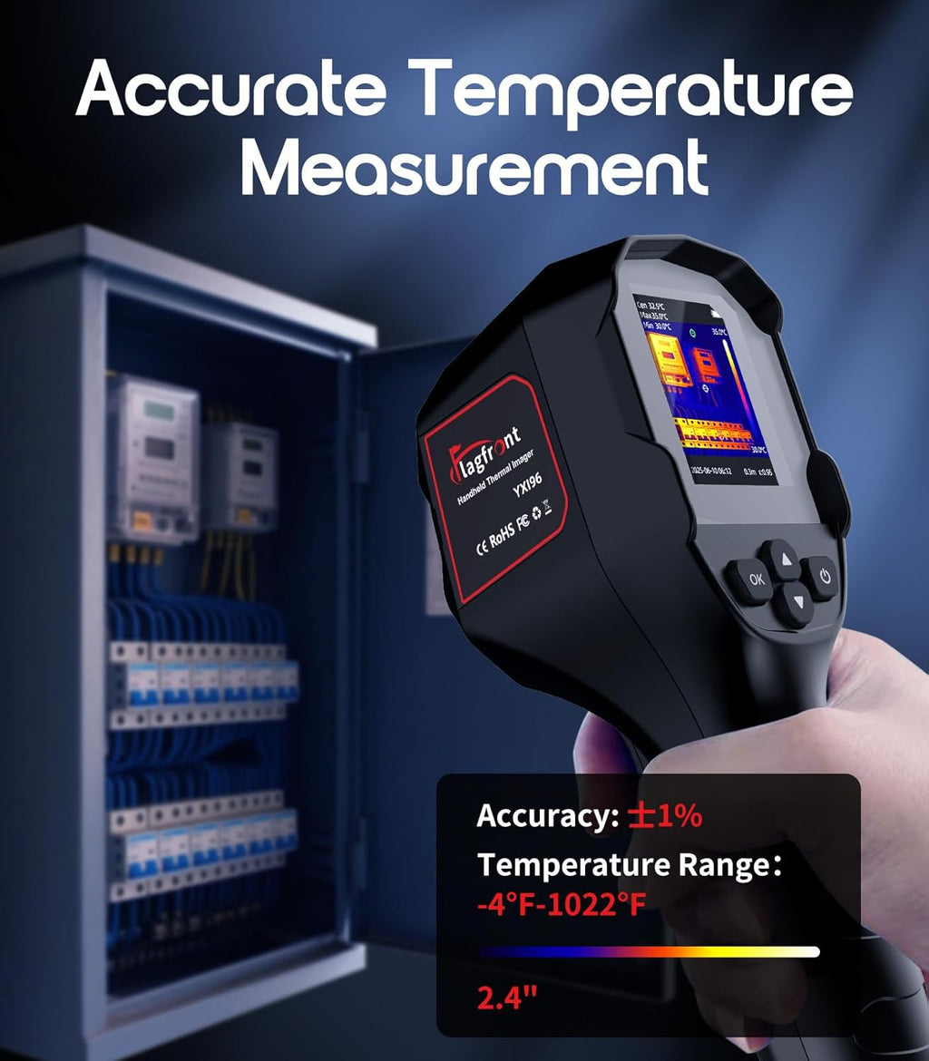 Thermal Camera, 240 x 240 TISR Resolution, -4°F to 1022°F Temp Range, 25Hz Infrared Camera with Temperature Alarm, 50°FOV Handheld Thermal Imaging Camera