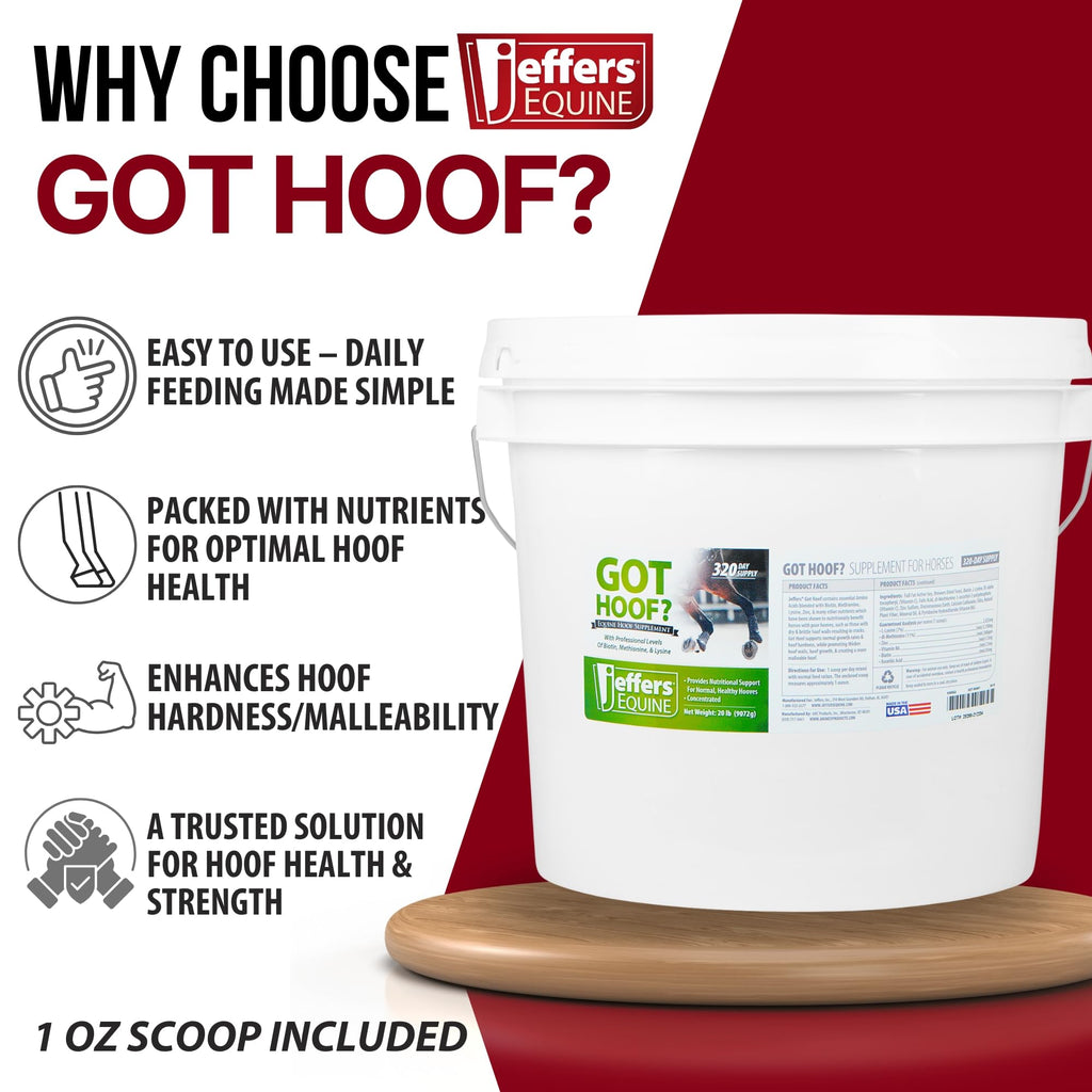 Jeffers Equine ¿Tienes Cascos? Suplemento Concentrado en Polvo para Cascos de Caballos, 4.5 kg - Biotina, Metionina, Zinc y Aminoácidos para un Crecimiento Seguro, Fuerza y Cascos Secos - Incluye Cuchara de 28 g