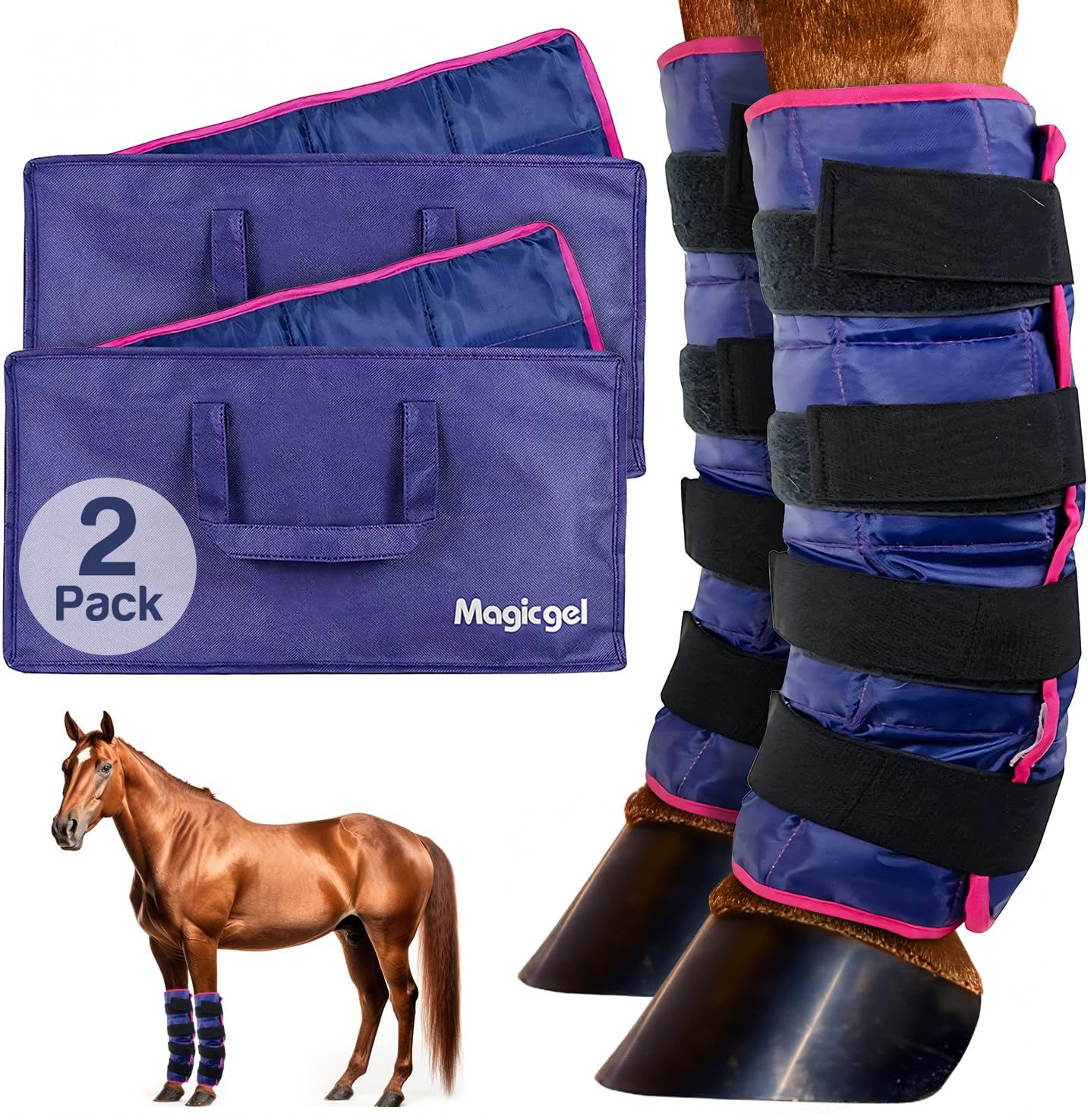 Magic Gel Horse Ice Pack with Carry Case - Single Ice Boots | Cooling Horse Leg Wraps for Hock, Ankle, Knee, Legs, Boots, and Hooves | Horse Tack & Horse Supplies & Ideal Gift for Horse Lovers Women